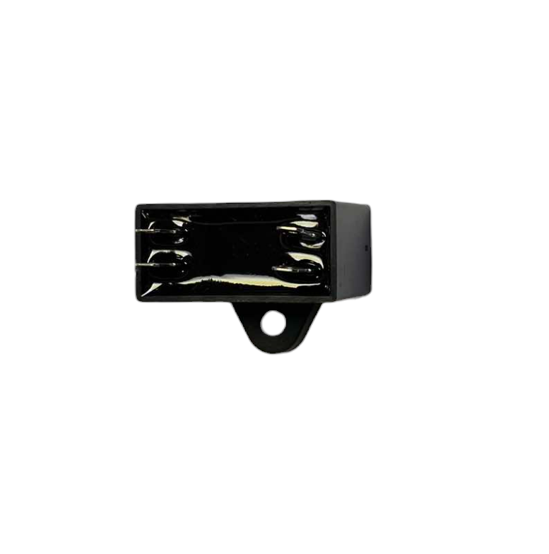 Black electrical component fan capacitor 2.5uF 450V with mounting hole for circuitry parts