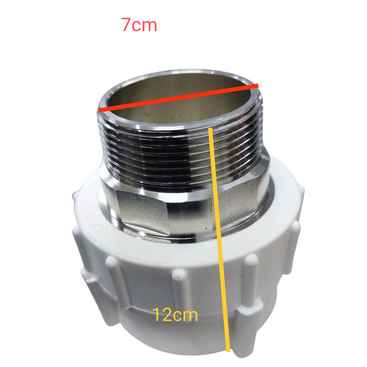 ERA PPR Male Thread Adapter 75mm white plastic with metal threaded connection for pipes and hoses
