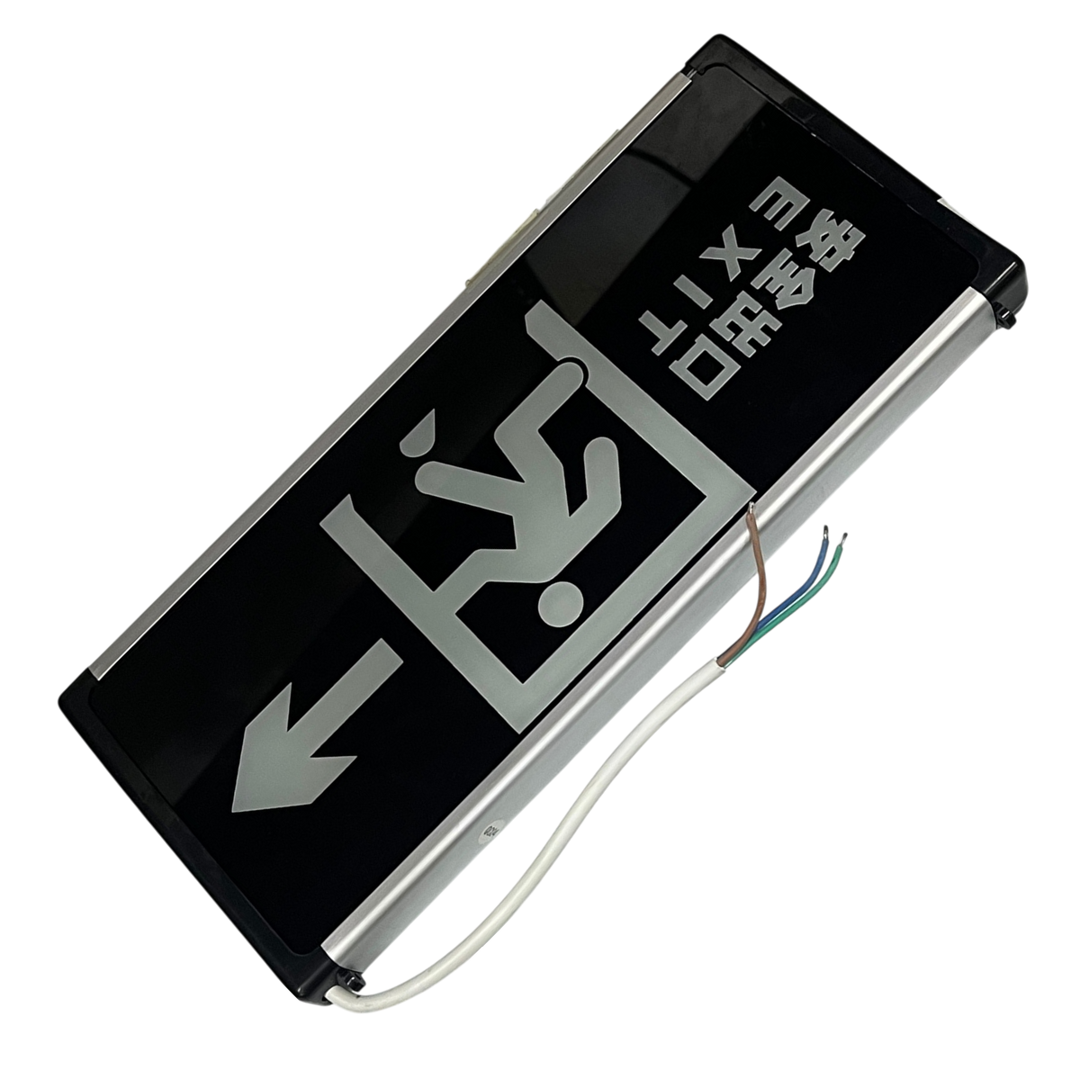 Exit Sign Double Face Running Man emergency safety light with arrow and wiring for wall mounting