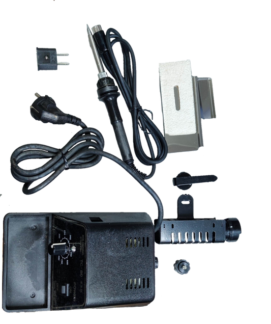 Exso Soldering Station 60W 220V with soldering iron, power cords, and metal stand accessories