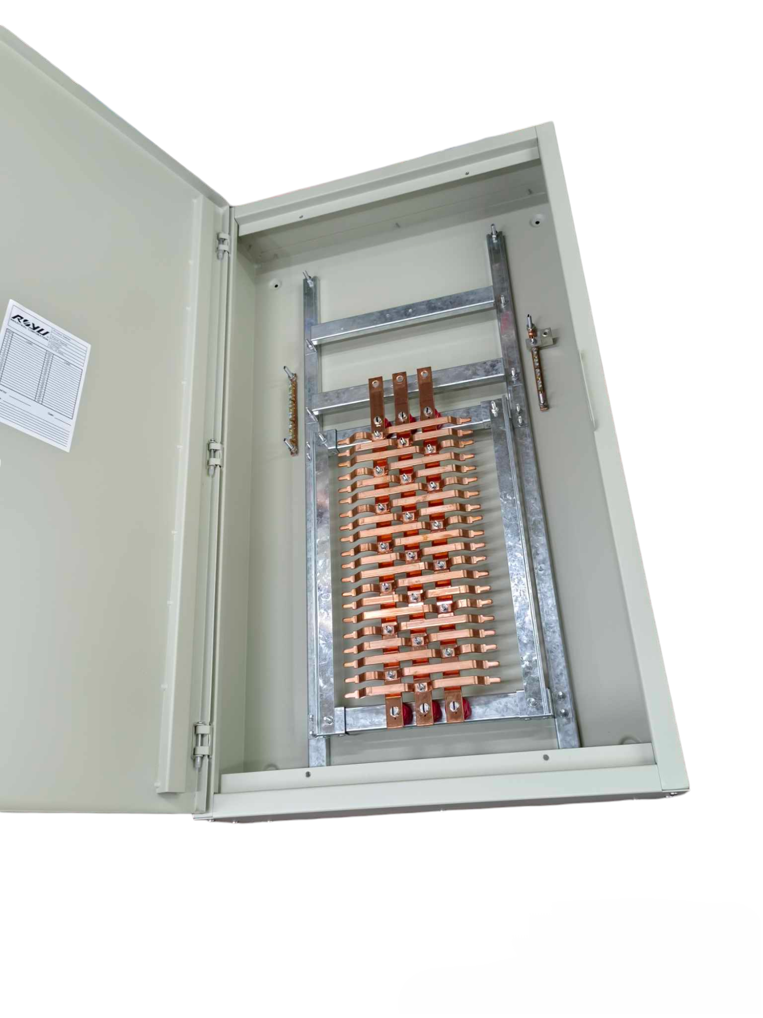 Schneider and Royu EZC250H 3 Pole Main and 20 Branches electrical distribution panel with open door