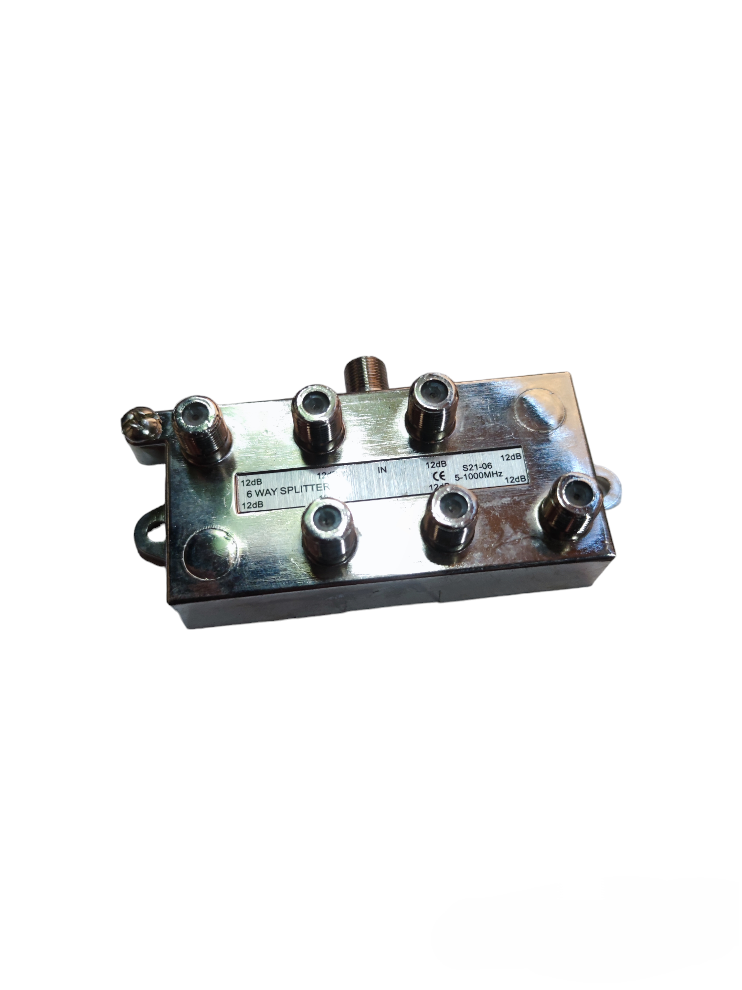 F type coaxial splitter 1 in 6 out metal design for reliable signal distribution