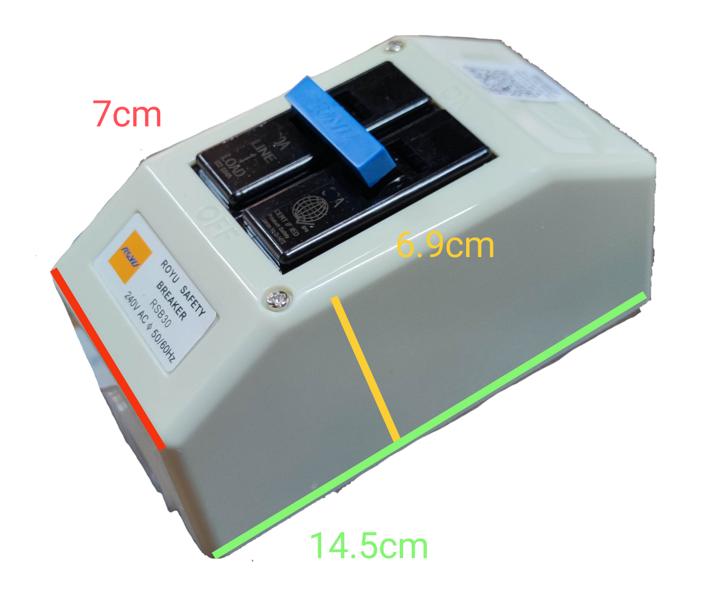 Royu 15A 2 Pole Circuit Breaker with PVC Enclosure RSB15A 15A Circuit Breaker with Housing