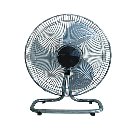 Tailee 16 inch industrial floor fan with chrome metal blades and protective grill on sturdy tubular base
