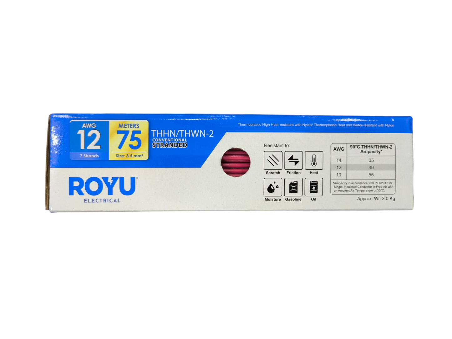 Royu 3.5mm Stranded Wire AWG 12/7 THHN/THWN (75 Meters) Green
