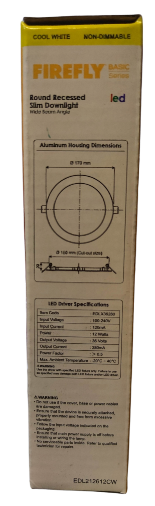 Firefly 12W LED downlight cool white 220V with aluminum mounting design for modern interiors