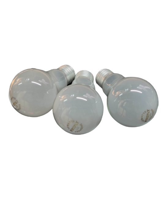 Three Firefly 50W incandescent lamp E27 bulbs with a frosted design for bright lighting