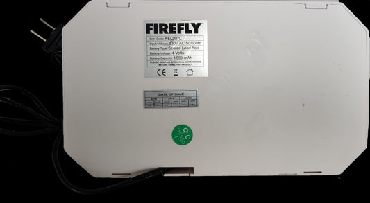 Firefly Emergency Light Mini Dual Optics with white casing and power cable for work and safety
