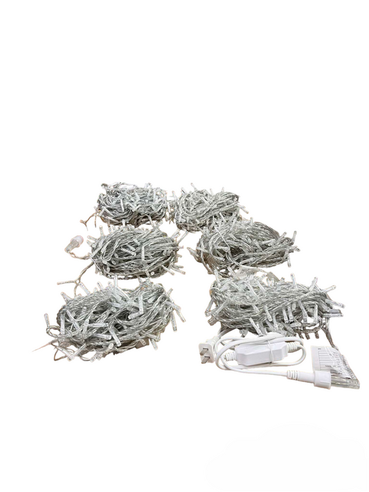 Firefly LED Christmas Lights 900 LED bundled in six sets with white wiring and connectors