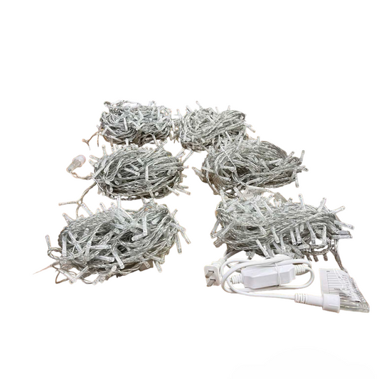 Firefly LED Christmas Lights 900 LED bundled in six sets with white wiring and connectors