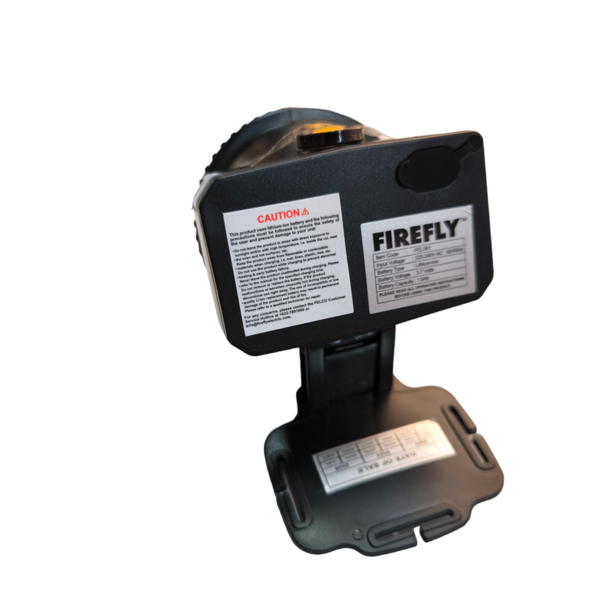 Firefly rechargeable head lamp with charger for work and safety lighting use
