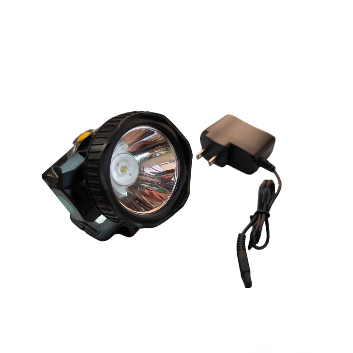 Firefly rechargeable head lamp with charger featuring a bright LED and durable design