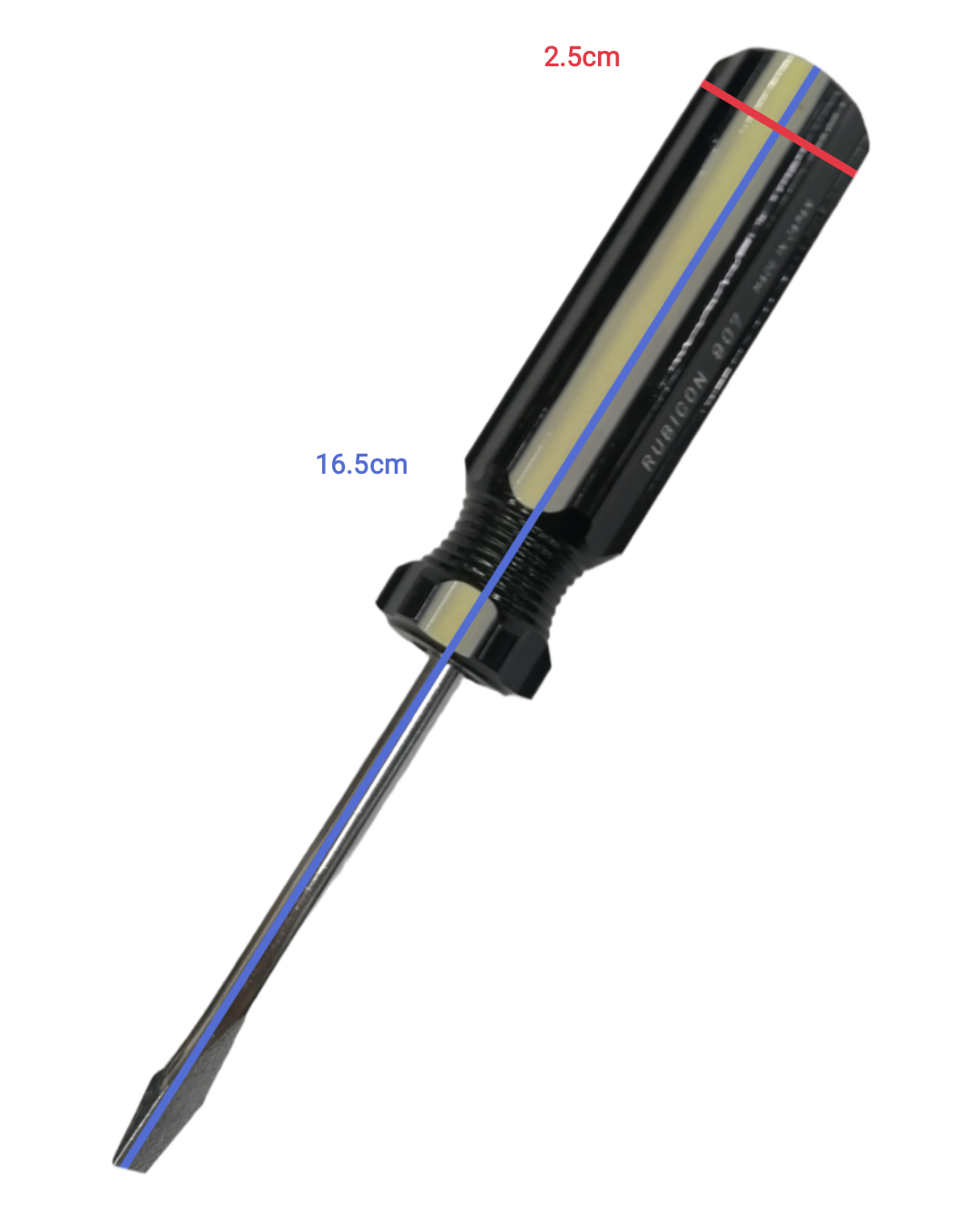 Rubicon Flat Head Screw Driver 907 75mm with black ergonomic handle and steel blade