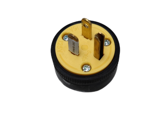 Surer Flat Pin with Ground Plug 15A 125V in black and yellow for power connections