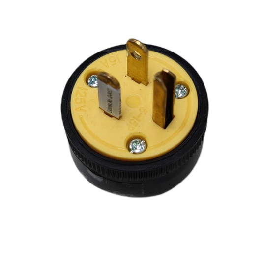 Surer Flat Pin with Ground Plug 15A 125V in black and yellow for power connections