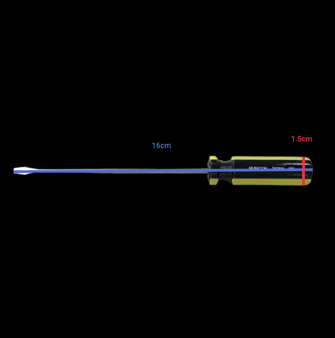 Rubicon Flat Screw Driver 901 100mm with black and yellow ergonomic handle and long metal shaft