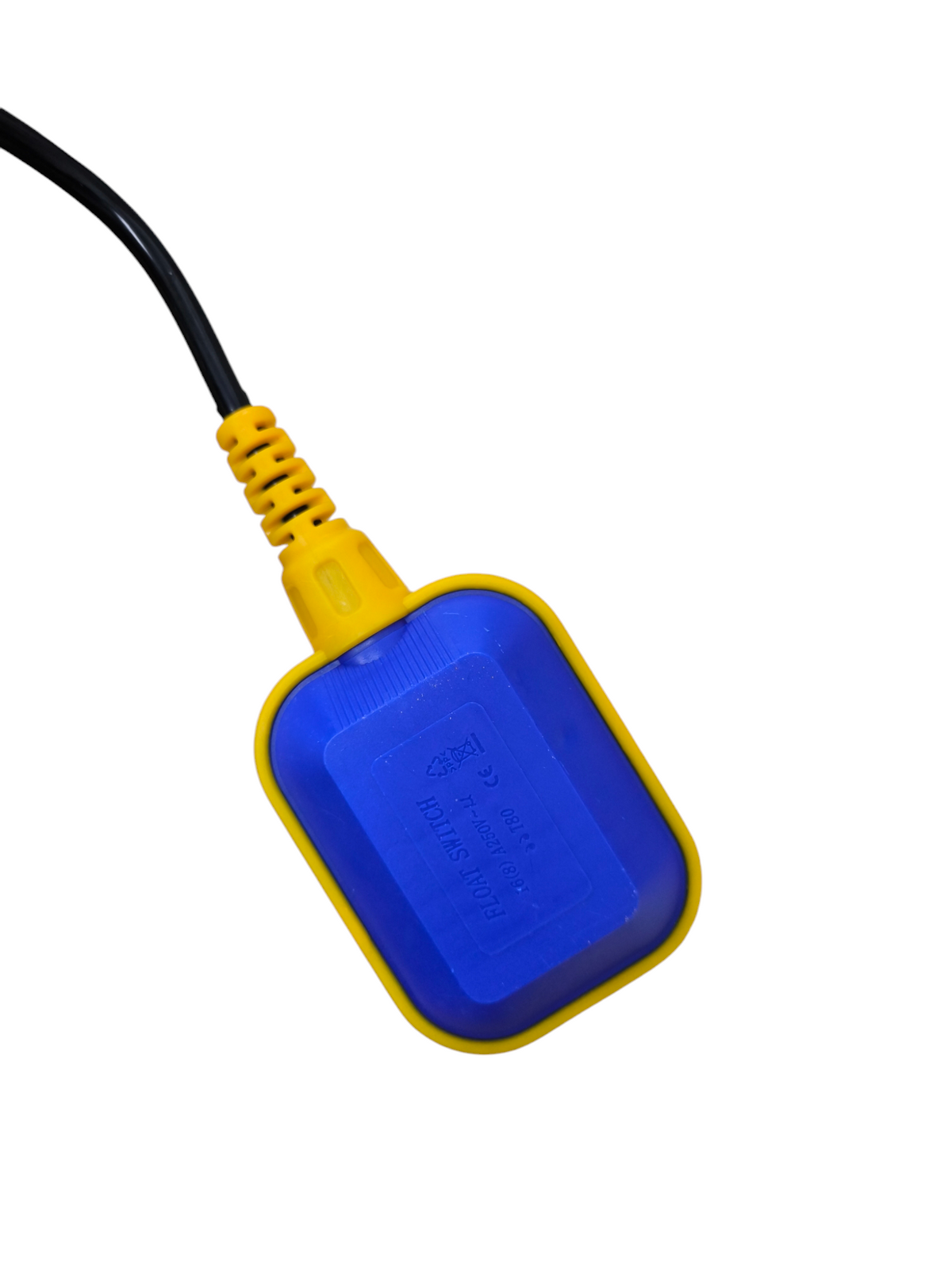 Float switch 5 meters 10A with a durable blue and yellow design for water level control