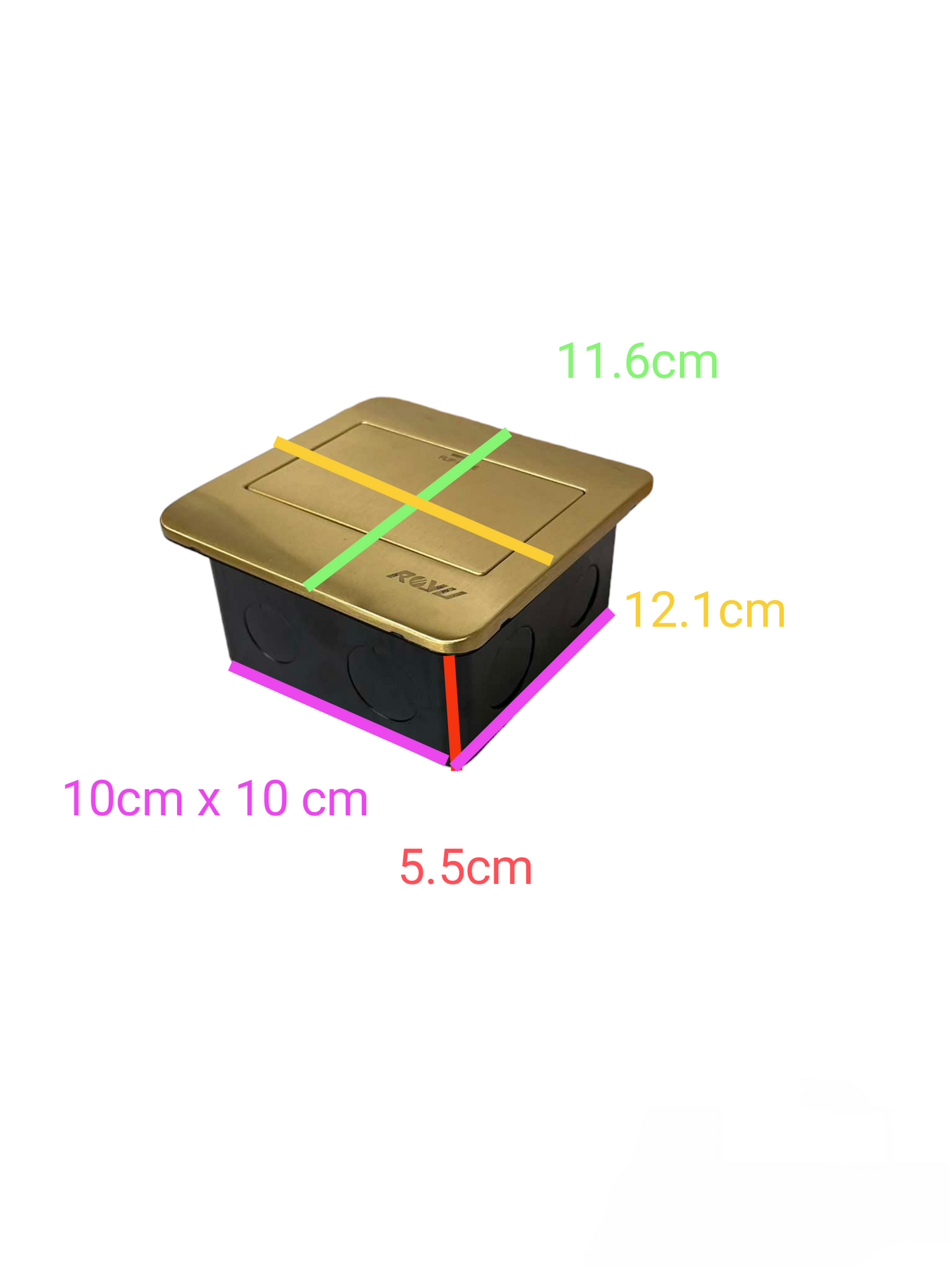Royu Floor Outlet 2 Port USB Outlet 2100mAh with gold cover and black base for power points and switches