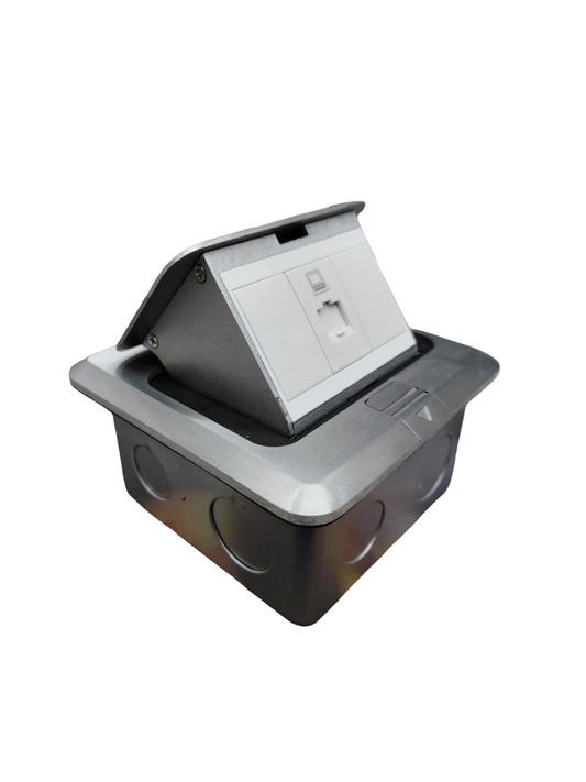 T&J Floor Outlet Pop-up 1 Gang CAT6 Outlet with metal frame for recessed floor installation