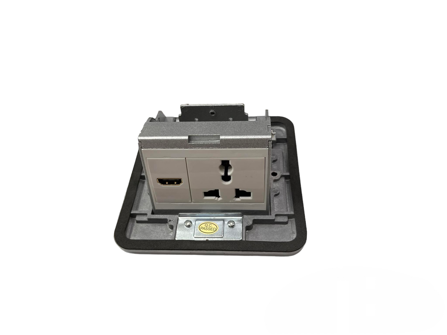 T&J Floor Outlet Universal with Ground and HDMI featuring multiple power and HDMI ports