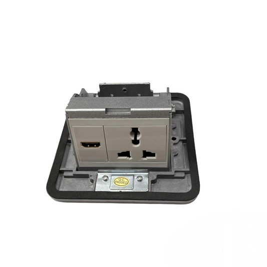 T&J Floor Outlet Universal with Ground and HDMI featuring multiple power and HDMI ports