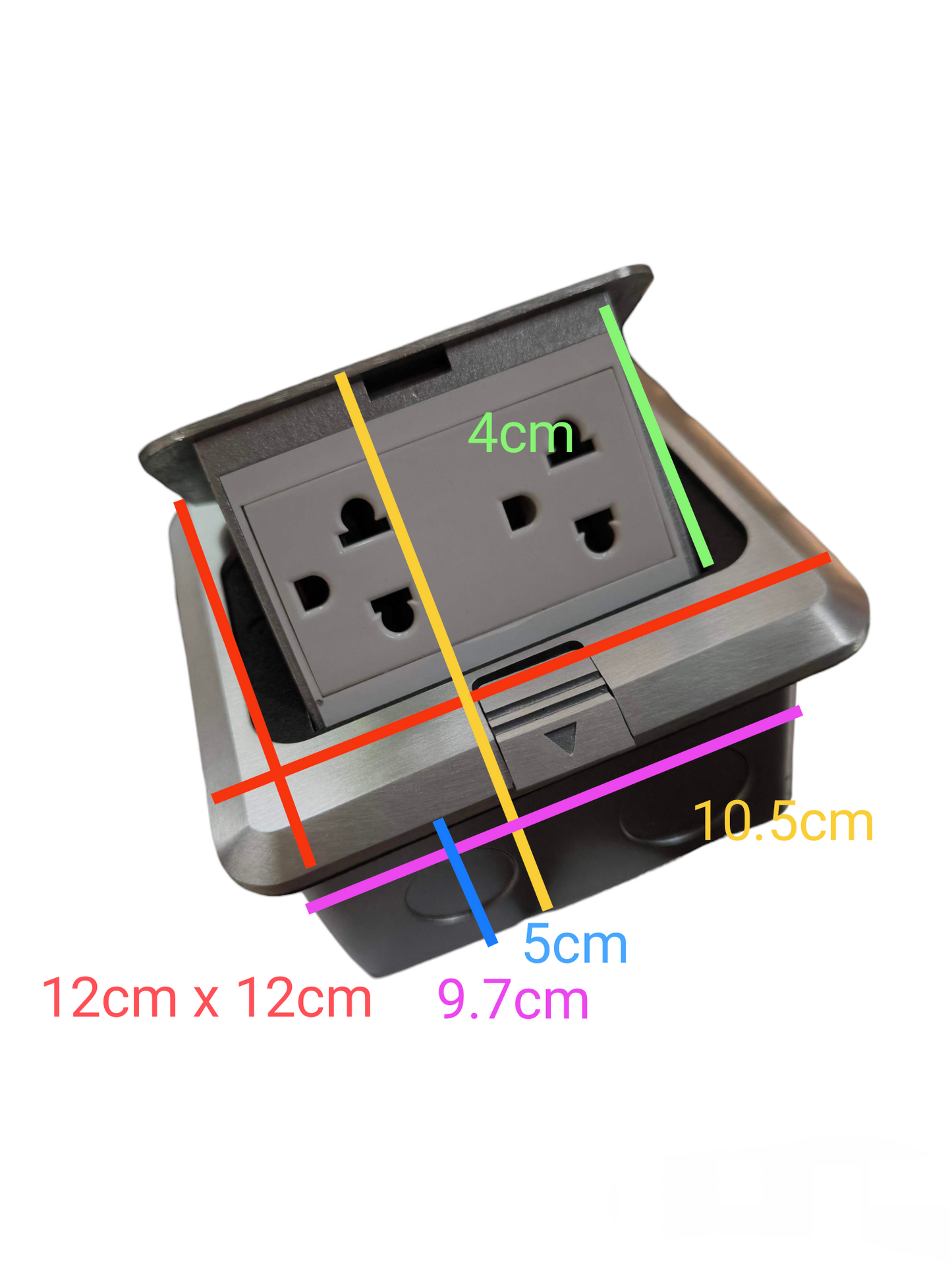 T and J pop up floor power box with 15A 250V floor outlet Duplex with Ground and hinged cover