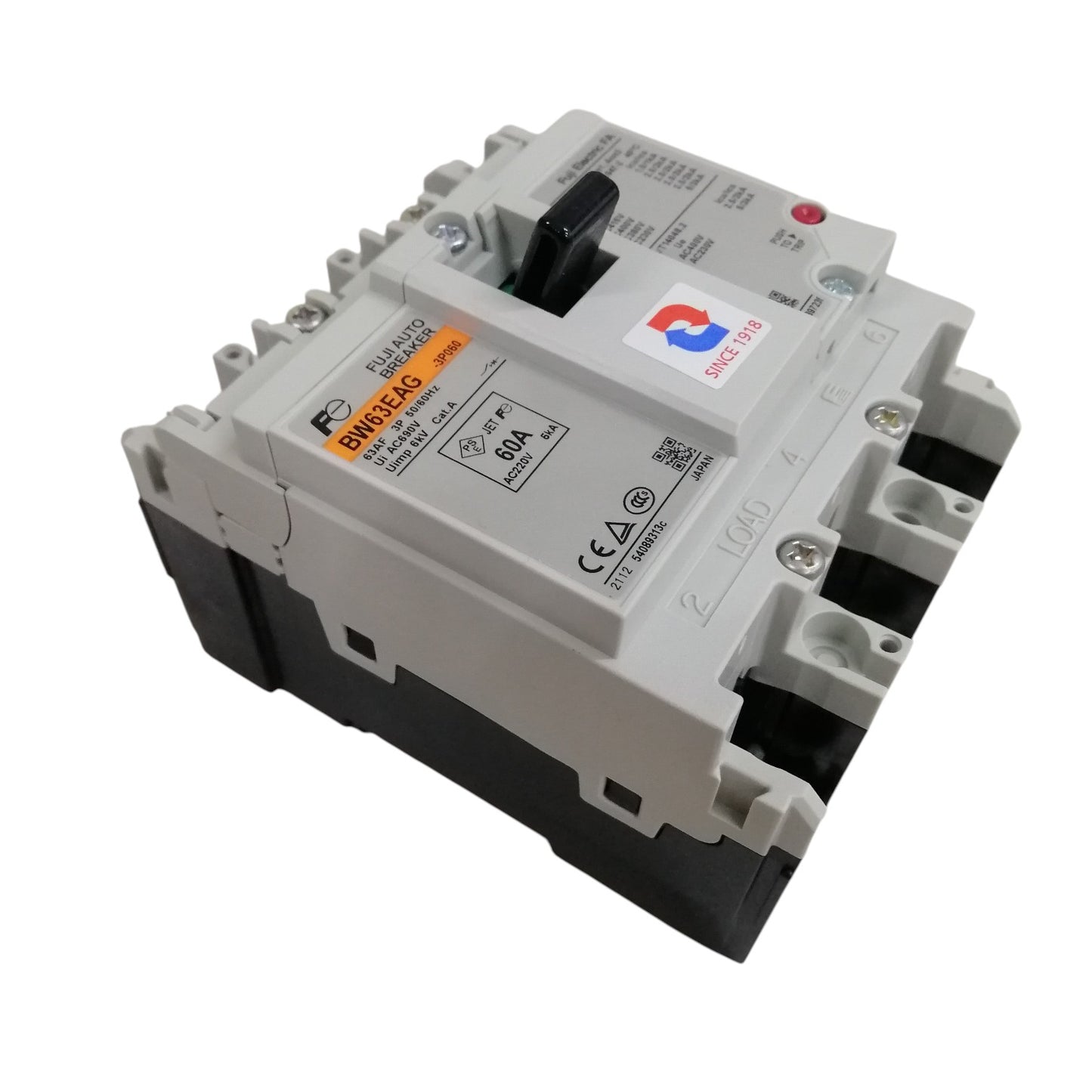 Fuji 3 pole industrial circuit breaker 60 amp with durable design for reliable electrical protection