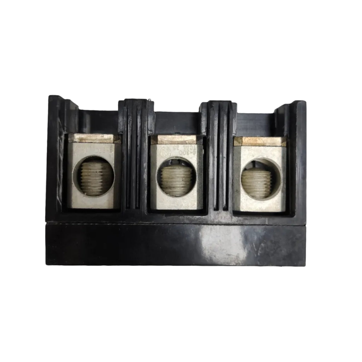 GE 125A Circuit Breaker 3 Pole 220V black electrical component with three metal contacts