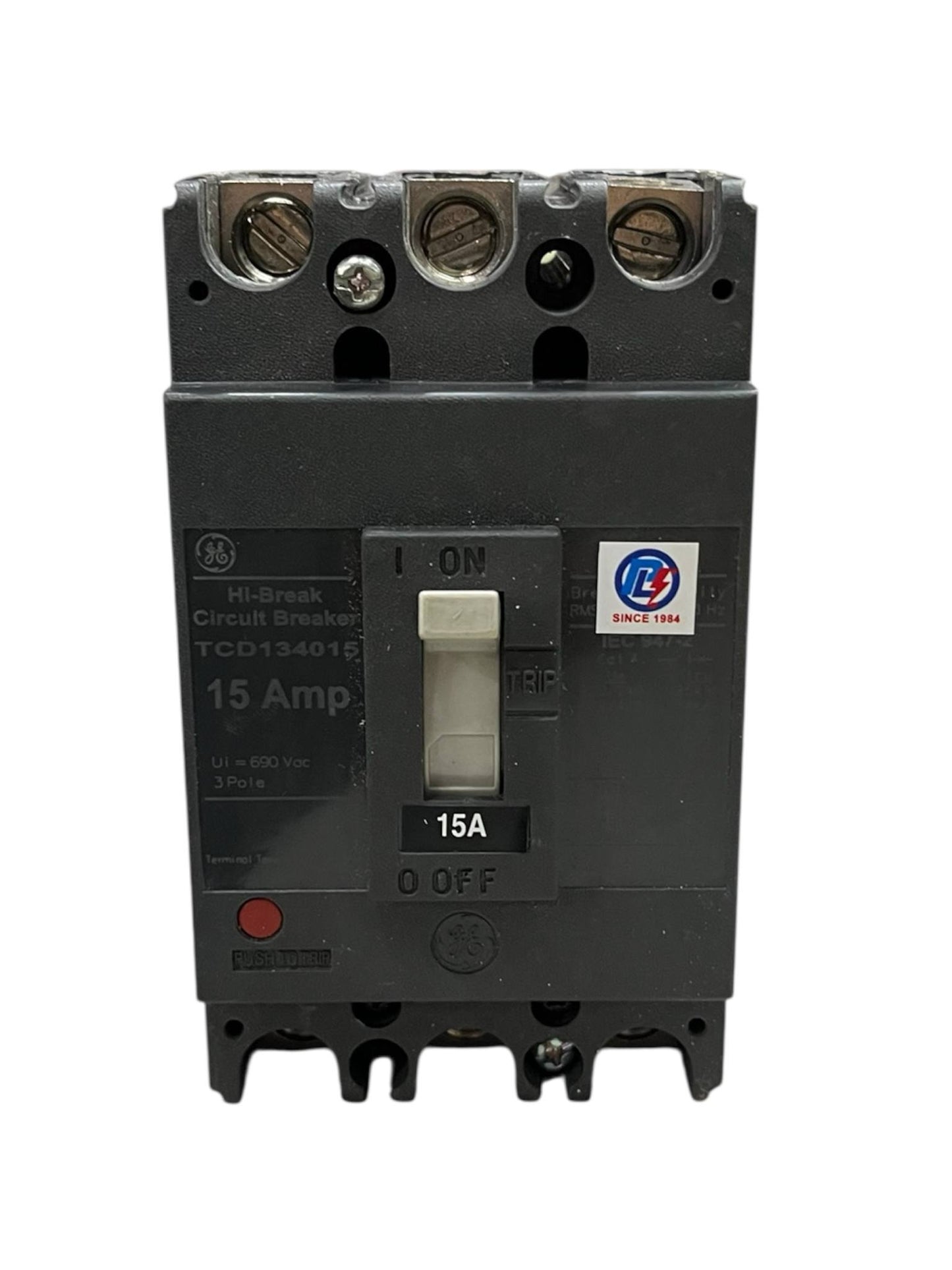 GE 15A 3Pole Industrial Circuit Breaker 220V with toggle switch and screw terminals