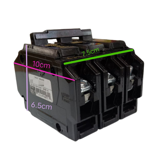 GE 30A 3 Pole Circuit Breaker Bolt-on black three pole electrical breaker with bolt on terminals