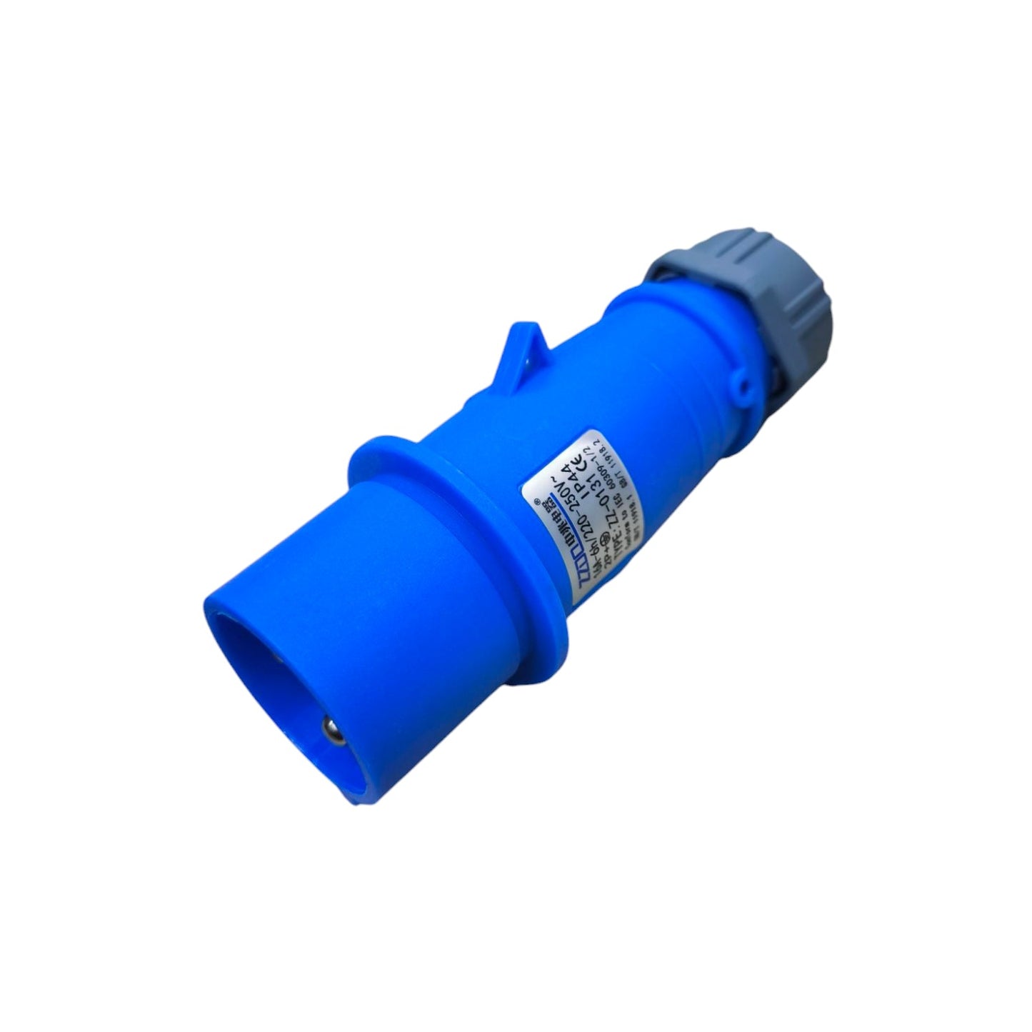 Grippes 16A weatherproof industrial plug connector in blue for durable electrical connections