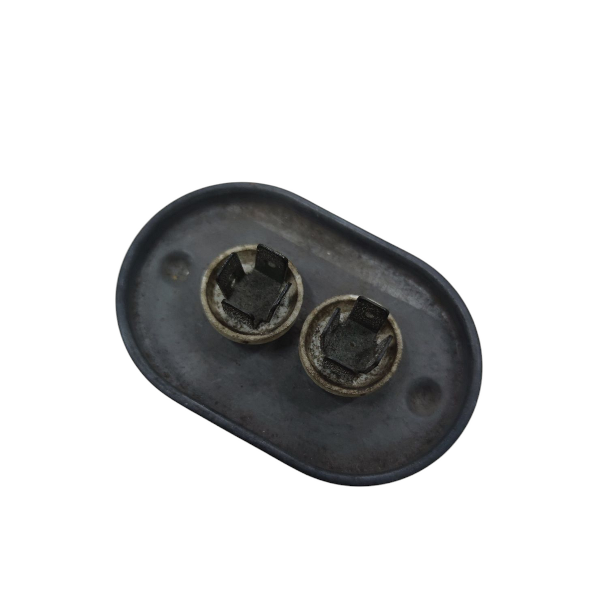 Sprague 25uF 370V Motor Capacitor electrical component with dual terminals on black base