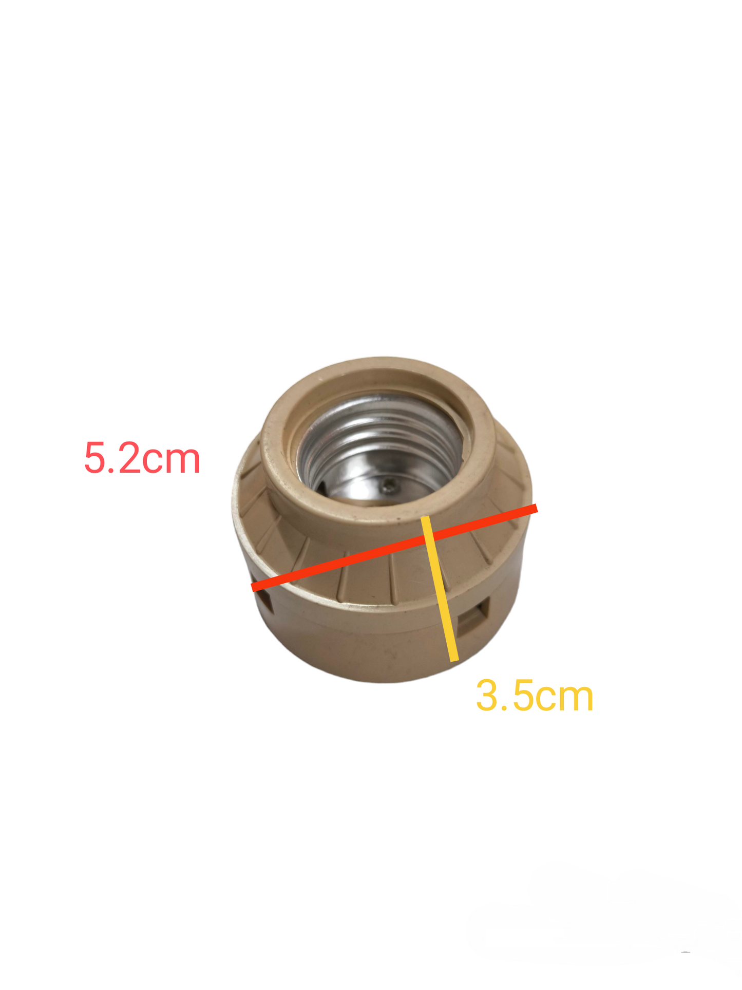 Taiyou 2x2 Lamp Plastic Socket E27 with beige plastic body and metal interior for lighting installation