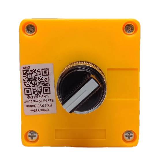 Auspicious 3 position selector switch 22mm mounted on yellow square base with screws