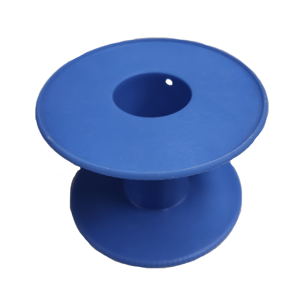 Local handicraft 5 lbs plastic wire spool empty blue reel with wide flanges and center hole