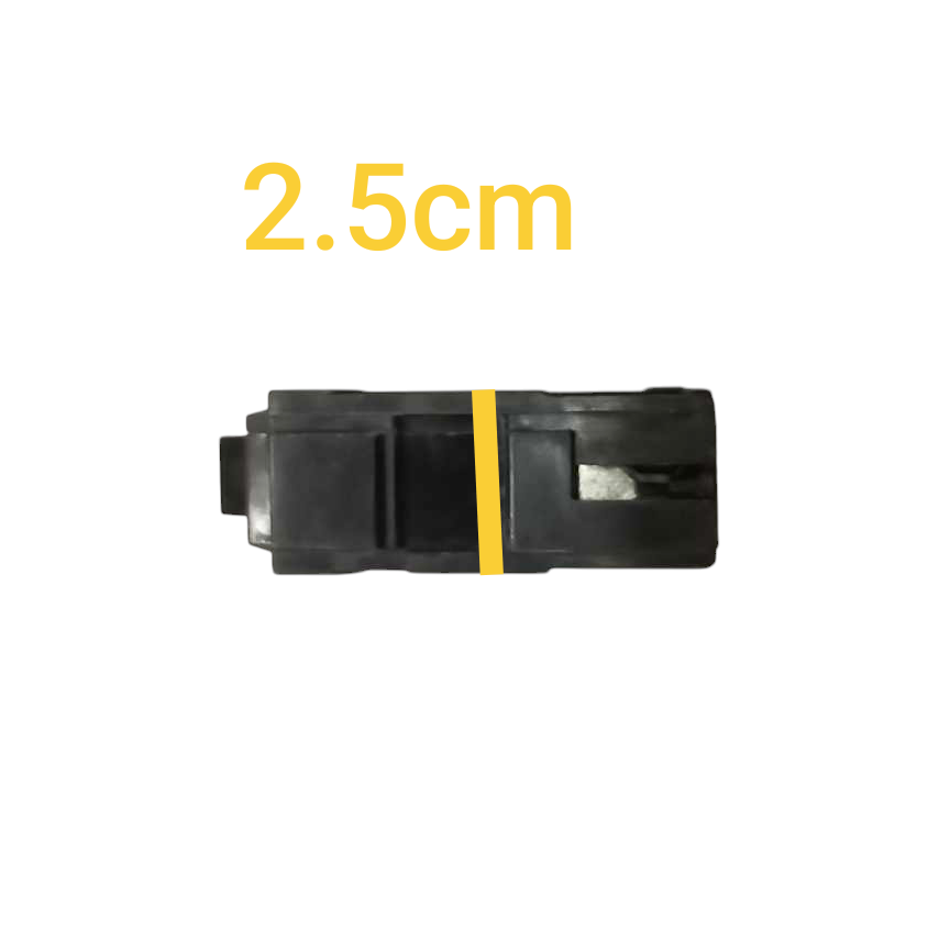 GE 50 amp 1 pole circuit breaker showing compact size of 2.5 cm width in black