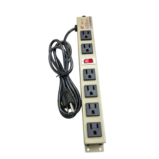 6 gang extension outlet with switch beige power strip from China with six outlets and attached black power cord