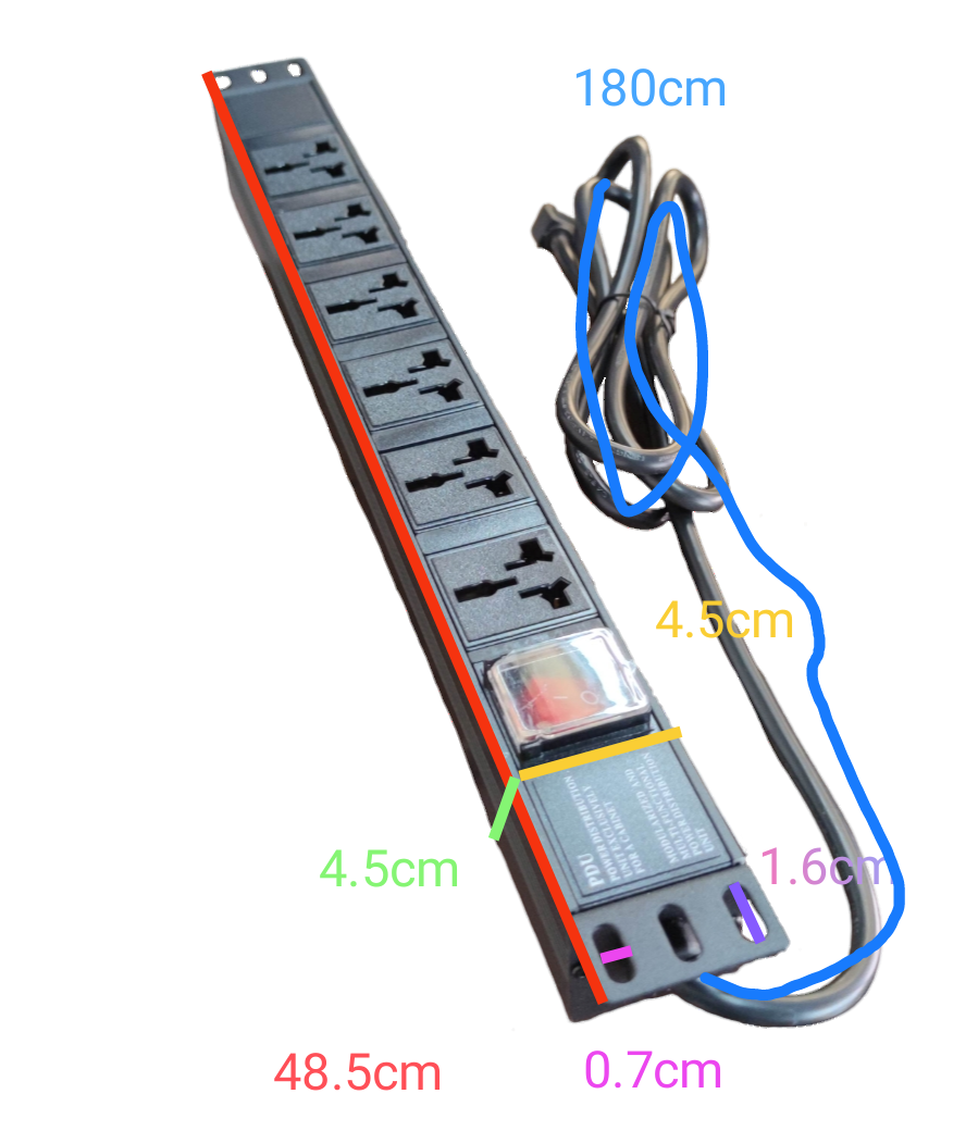 Grippes 6 gang power distribution unit with six universal outlets and 180cm power cord