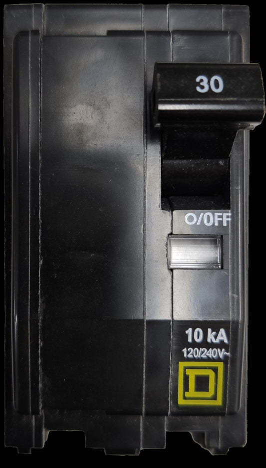 Square D Circuit Breaker 30A 2 Pole QOB with on off switch and 10 kA rating