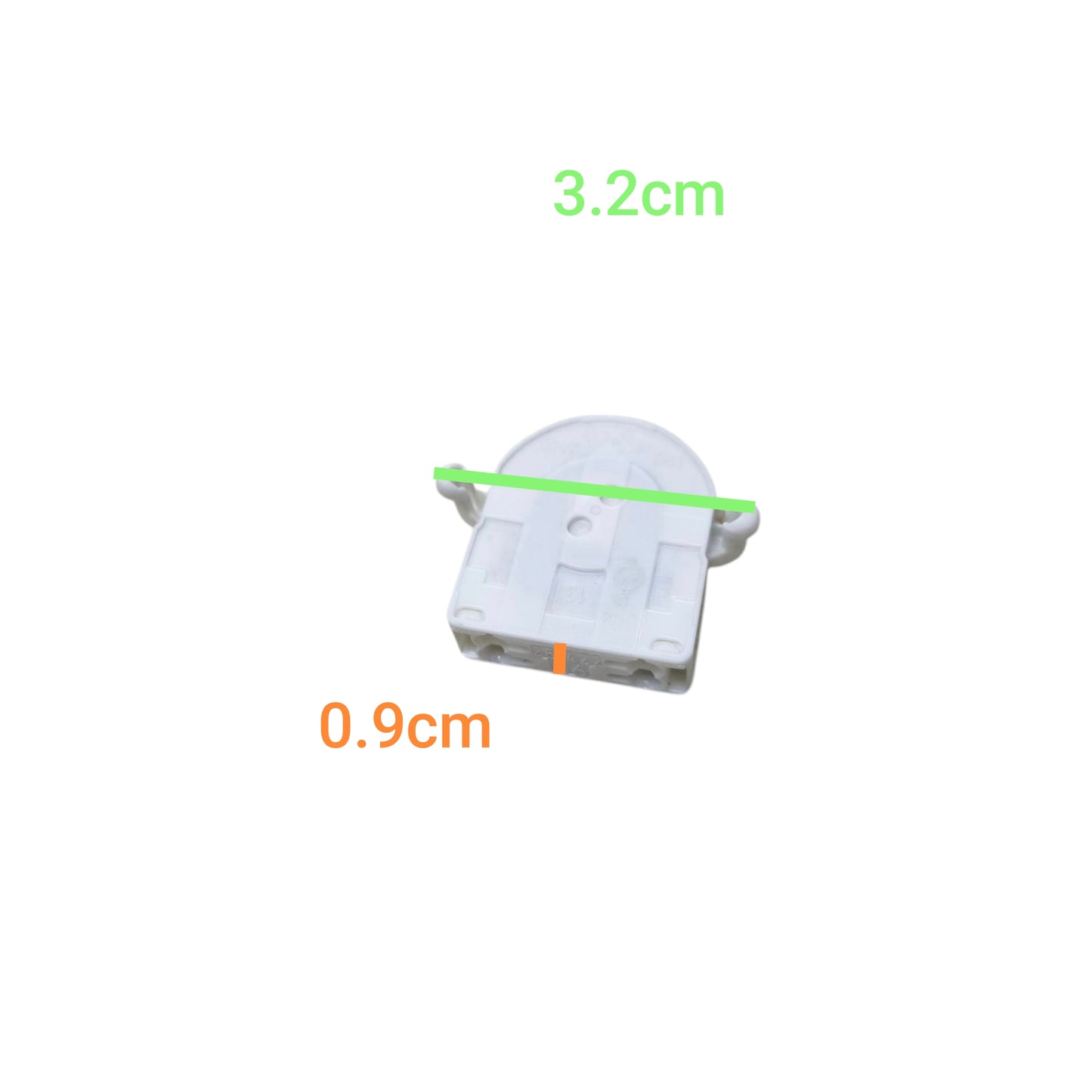 BJB fluorescent tube holder T8 white plastic lighting installation accessory with size measurements