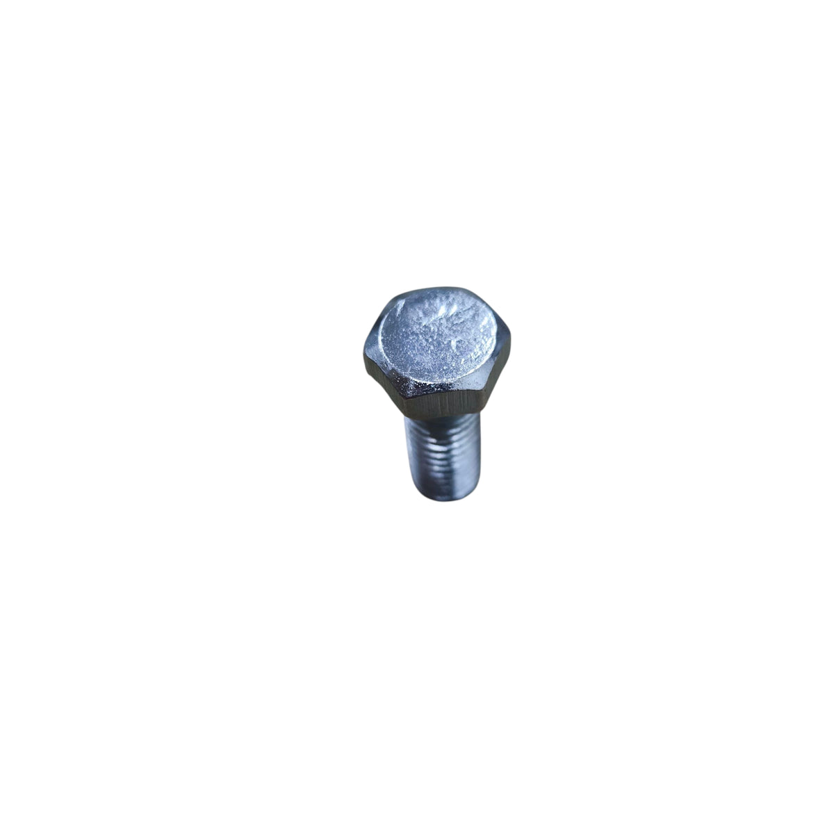 Close-up of a shiny hex bolt GI End Cap Screw made in China with threaded body and hexagonal head