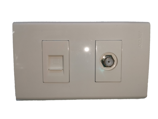 Royu LAN outlet and cable TV socket white electrical wall plate for home network connections