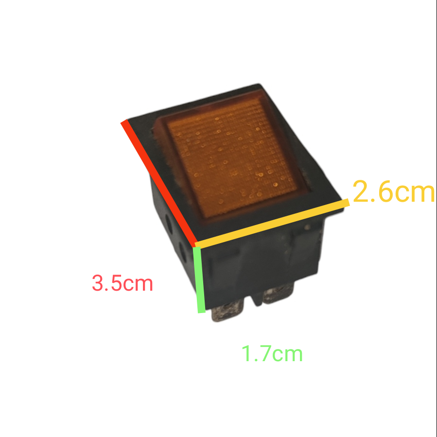 Grippes Rocker Switch Illuminated in black and amber with compact size for power points and plugs