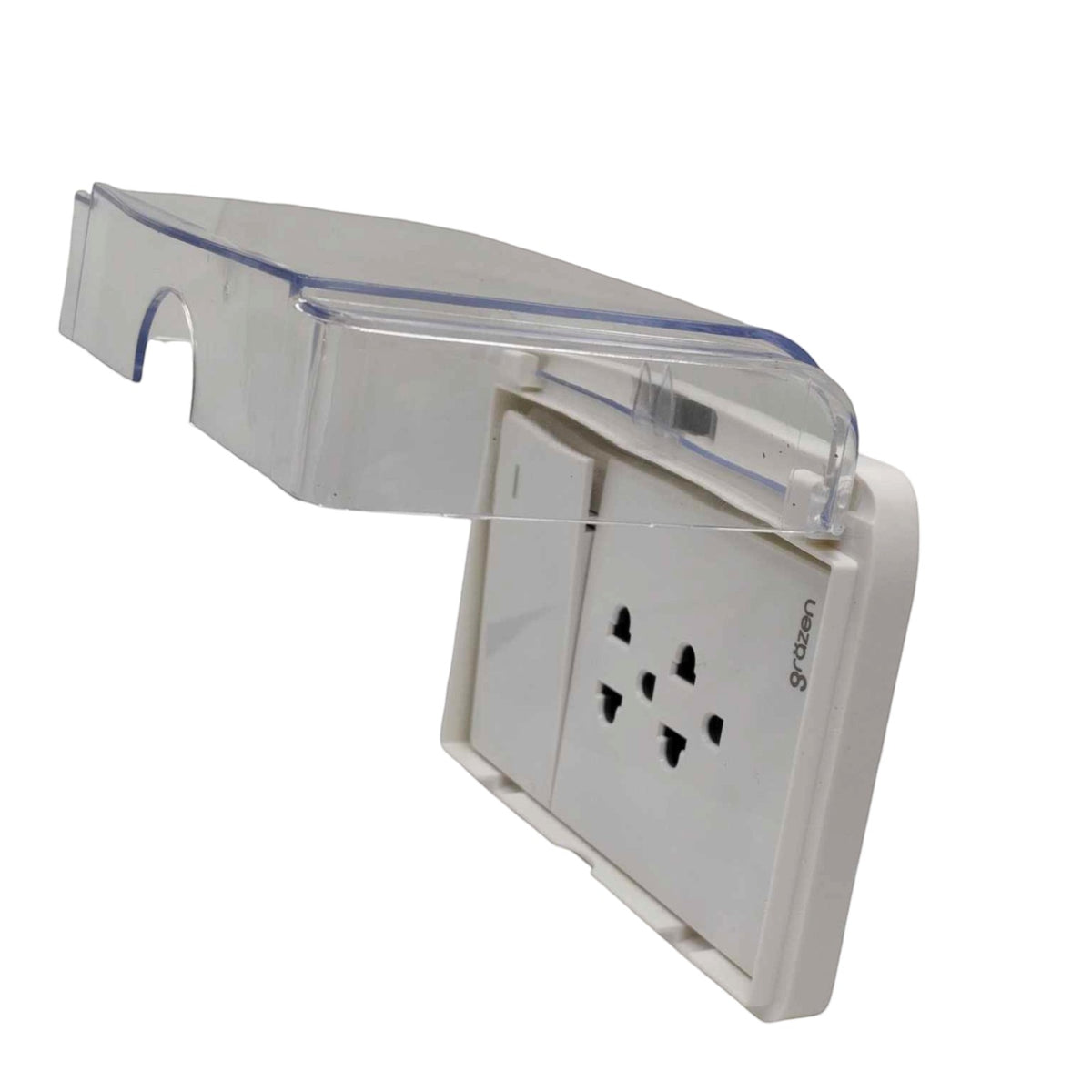 Grazen Weatherproof Cover with 1 Gang 1 Way Device with 2 Gang Universal Outlet with Ground 16A 220V WC-019-W+GW-008
