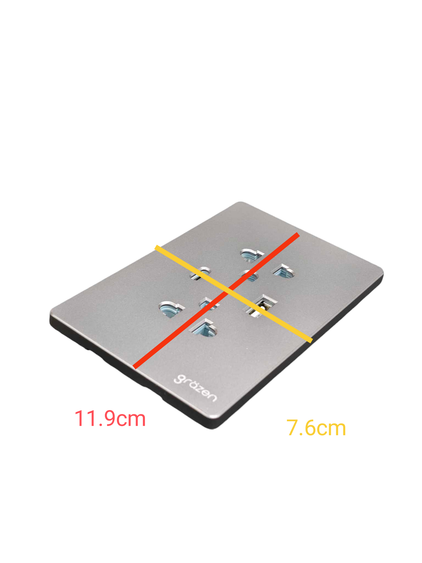 Grazen 2 gang outlet with USB-C and USB-A in sleek silver finish with compact design