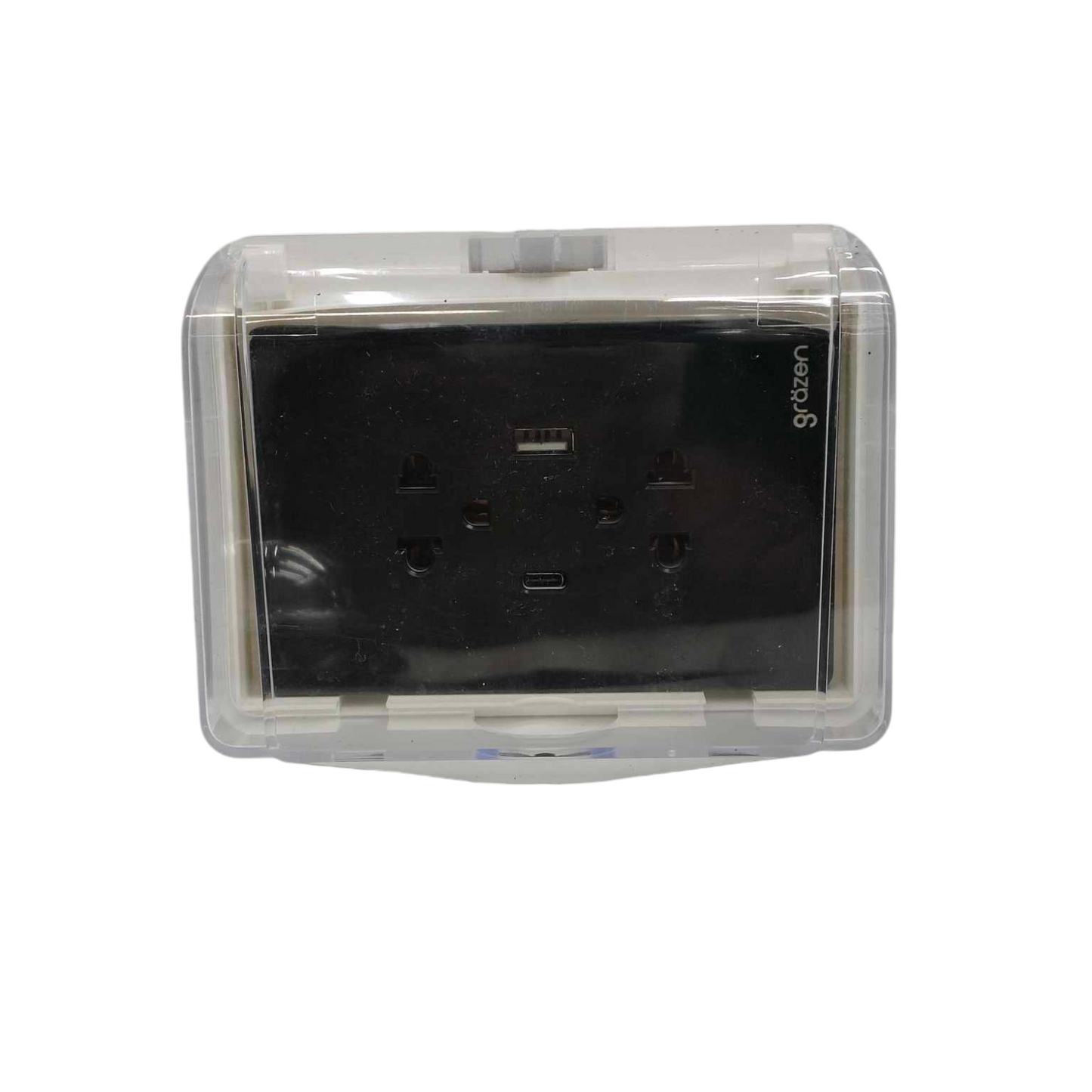 Grazen duplex plate cover 220V with multiple plugs and USB ports for versatile power access