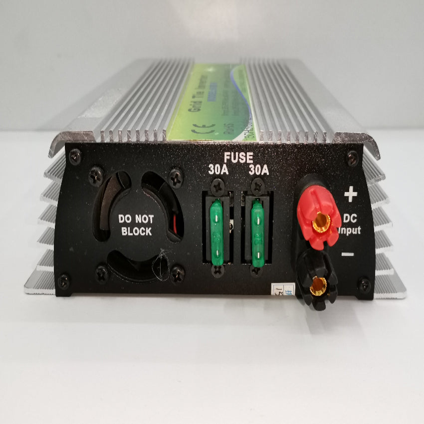 Grippes Grid Tie Inverter 600W with fuse slots and DC input terminals for power connections