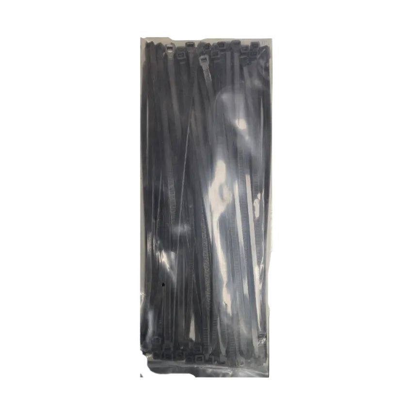 Grippes Cable Tie 8 Inch black zip ties organized in a clear plastic package for electrical use