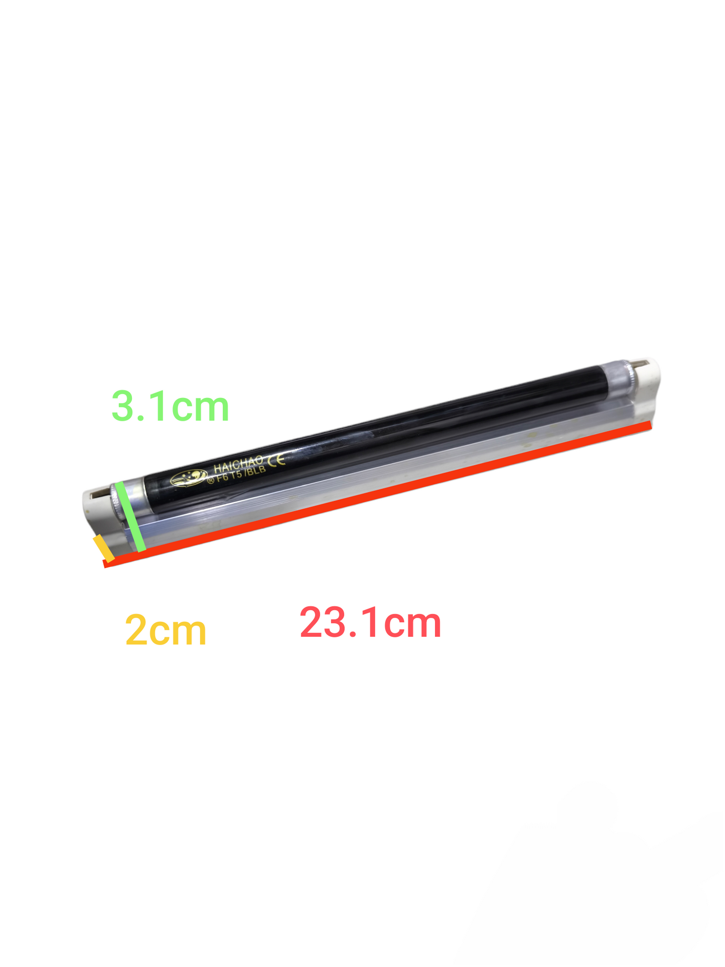 6W T-5 Black Light with Fixture measuring 23.1cm length and 3.1cm diameter in black color