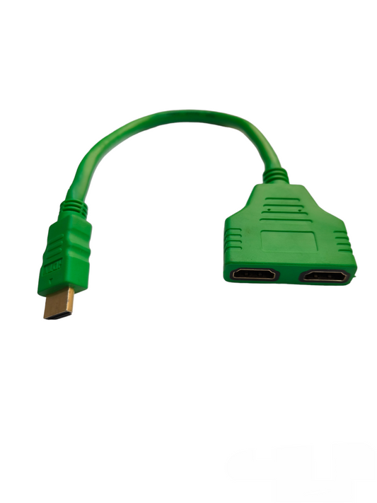 Green HDMI splitter 1 to 2 cable for connecting one HDMI source to two displays